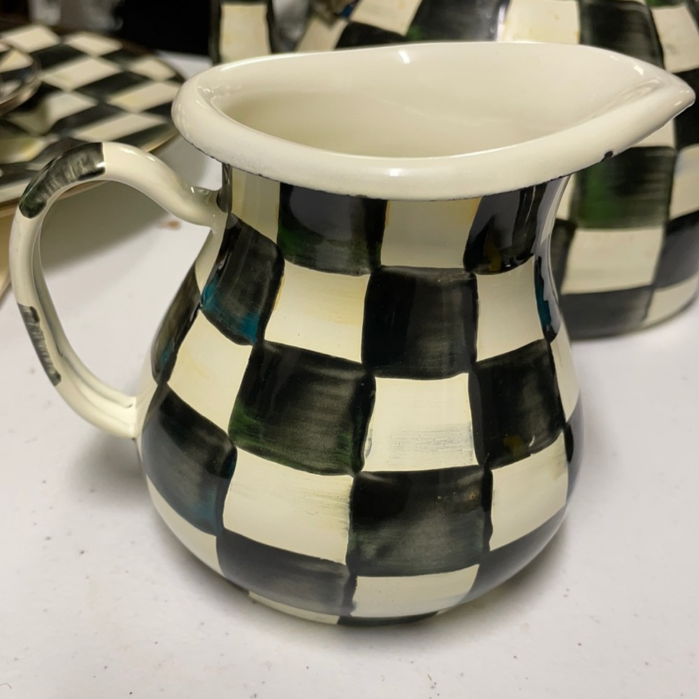 Mackenzie-Childs courtly check enamel creamer